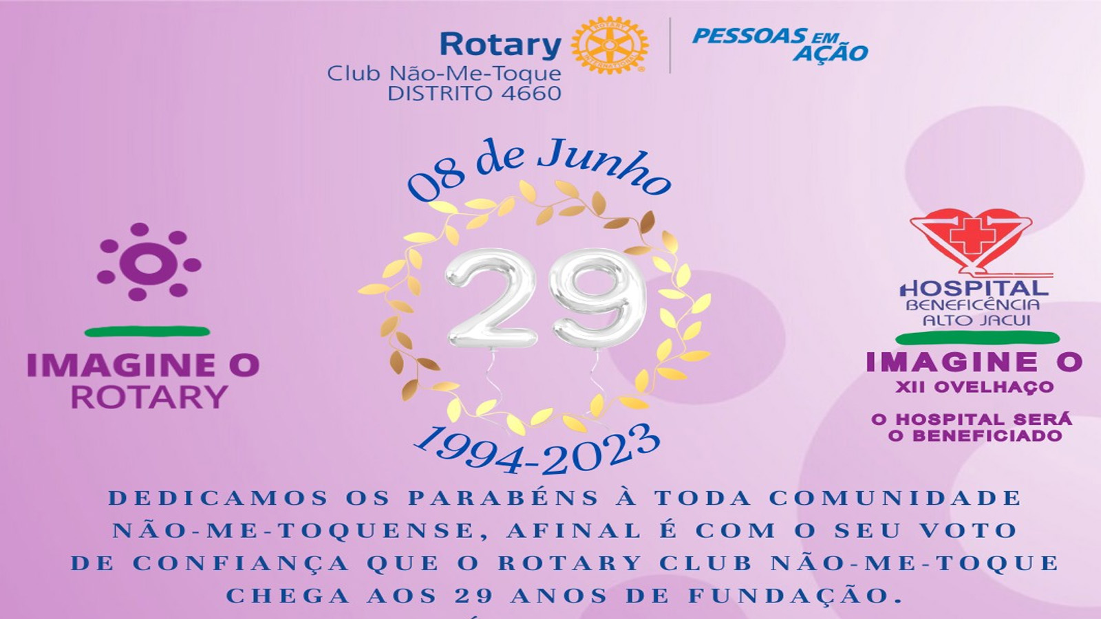 Rotary Club de Não-Me-Toque completa 29 anos nesta quinta (8)